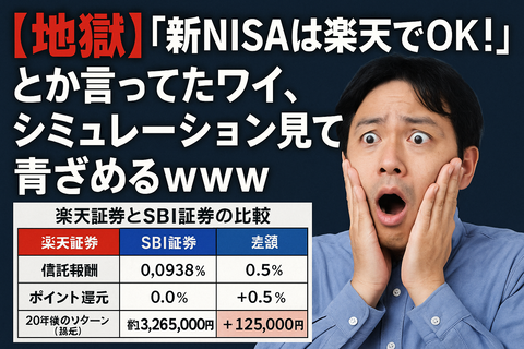 【地獄】「新NISAは楽天でOK！」とか言ってたワイ、シミュレーション見て青ざめるｗｗｗ