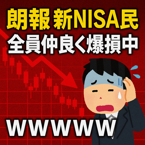 【朗報】新NISA民、全員仲良く爆損中ｗｗｗｗｗ