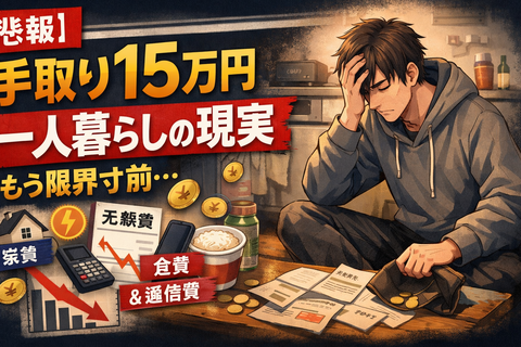 【悲報】手取り15万円一人暮らしワイ、もう限界を迎えてしまう