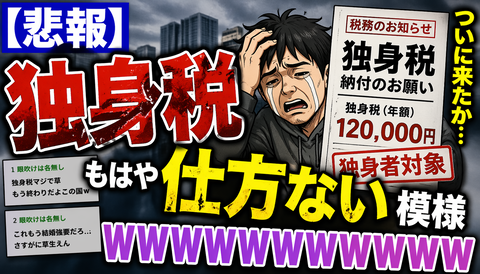     【悲報】独身税、ガチで避けられない流れになってきた模様ｗｗｗ