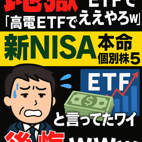 【地獄】「高配当ETFでええやろw」とか言ってたワイ、新NISAで“本命個別株5選”を見て後悔ｗｗｗ