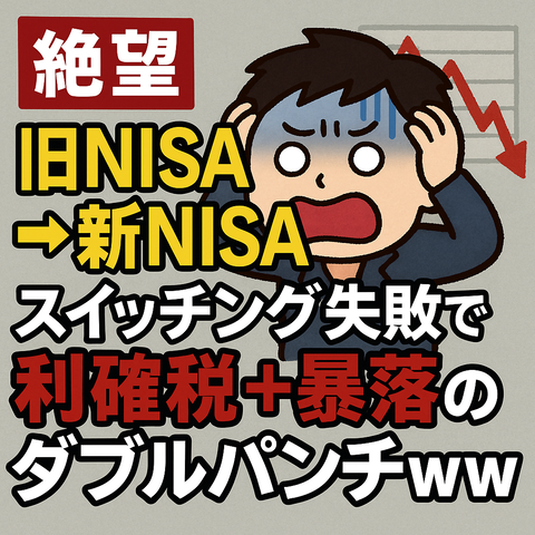 【絶望】旧NISA→新NISAにしたワイ、スイッチング失敗で利確税＋暴落のダブルパンチｗｗｗ