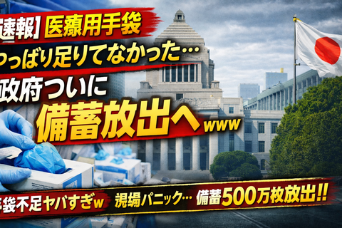 【速報】医療用手袋、やっぱり足りてなかった…政府ついに備蓄放出へｗｗｗ