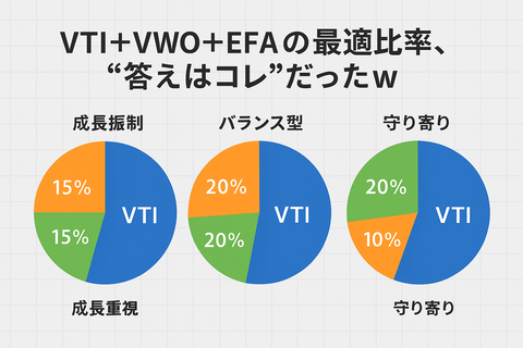 【検証】VTI＋VWO＋EFAの最適比率、“答えはコレ”だったｗ