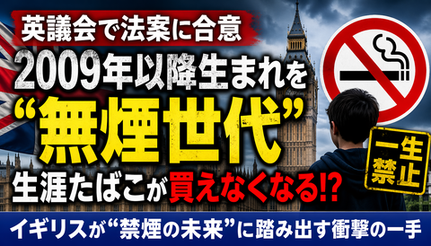 【衝撃】イギリス、2009年以降生まれを一生タバコ買えない世代にしてしまうｗｗｗ