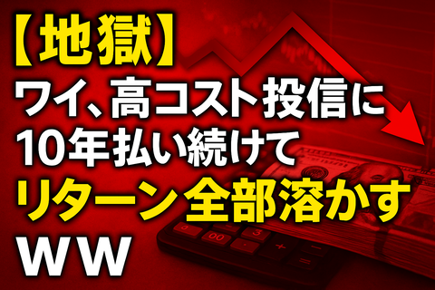 【地獄】ワイ、高コスト投信に10年払い続けてリターン全部溶かすｗｗ