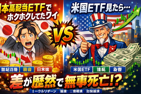 【悲報】日本高配当ETFで満足してたワイ→米国ETF見たら差が歴然で無事死亡ｗ