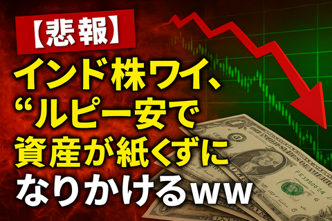 【悲報】インド株ワイ、“ルピー安”で資産が紙くずになりかけるｗｗ