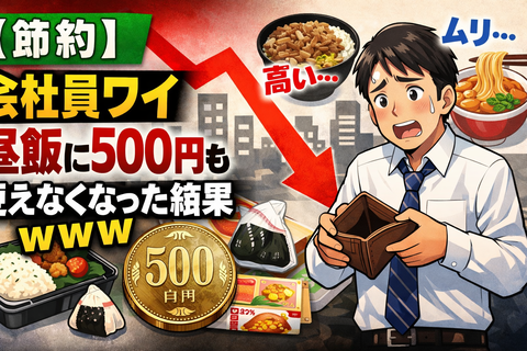 【節約】会社員ワイ、昼飯に500円も使えなくなった結果ｗｗｗ