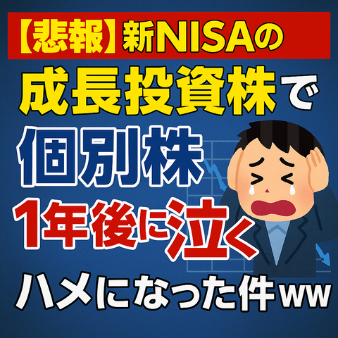 【悲報】新NISAの成長投資枠で個別株買ったワイ、1年後に泣くハメになった件ｗｗｗｗ