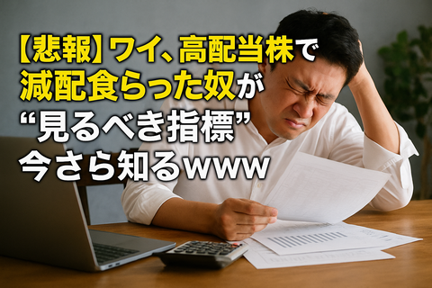 【悲報】ワイ、高配当株で減配食らった奴が“見るべき指標”を今さら知るｗｗｗ