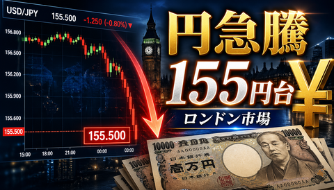 【緊急】円、ガチで急騰ｗｗｗ一時155円台半ばまで上昇…ロンドン市場で為替民が騒然