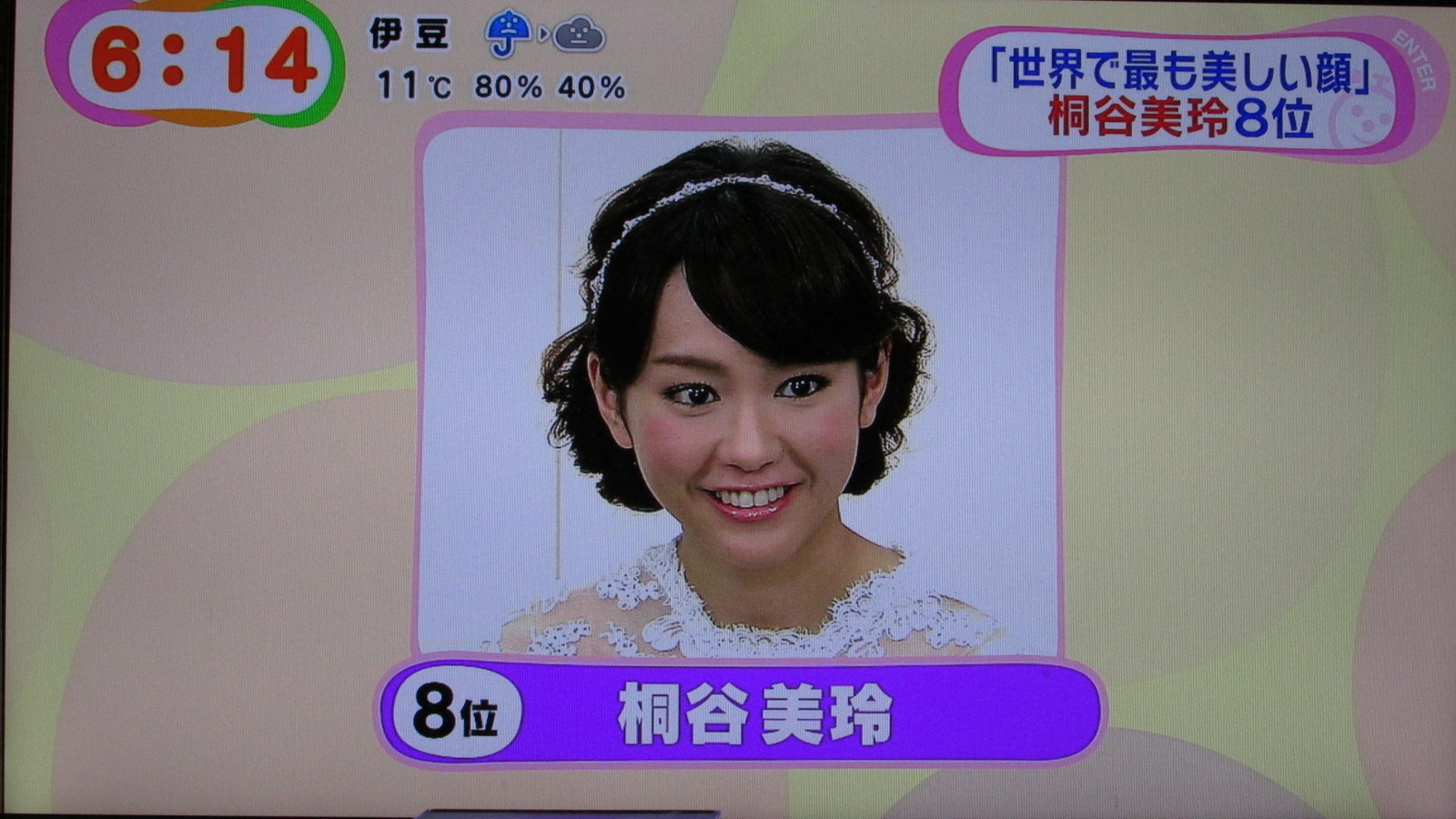堀北さん 桐谷美玲さんの 美しい顔世界ランク8位 に納得が行きません トラさんの純真