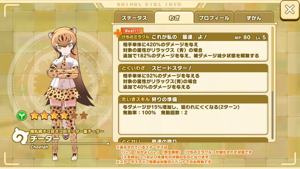 けもフレ3 チーターさんは対リラックス特化な感じなのだ たいちょーさん速報 ーけもフレ3まとめ