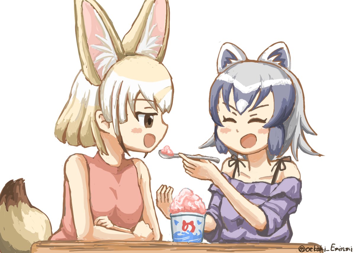 けものフレンズ かき氷を食べるアライさんとフェネック 二次創作 けものフレンズ Com