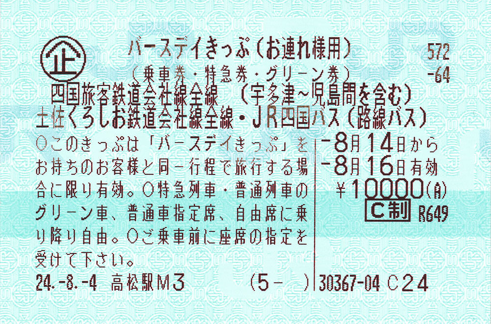 バースデイきっぷ お連れ様用 ﾟ ﾟ ﾉ ｷｭﾝｷｭﾝ 券売機