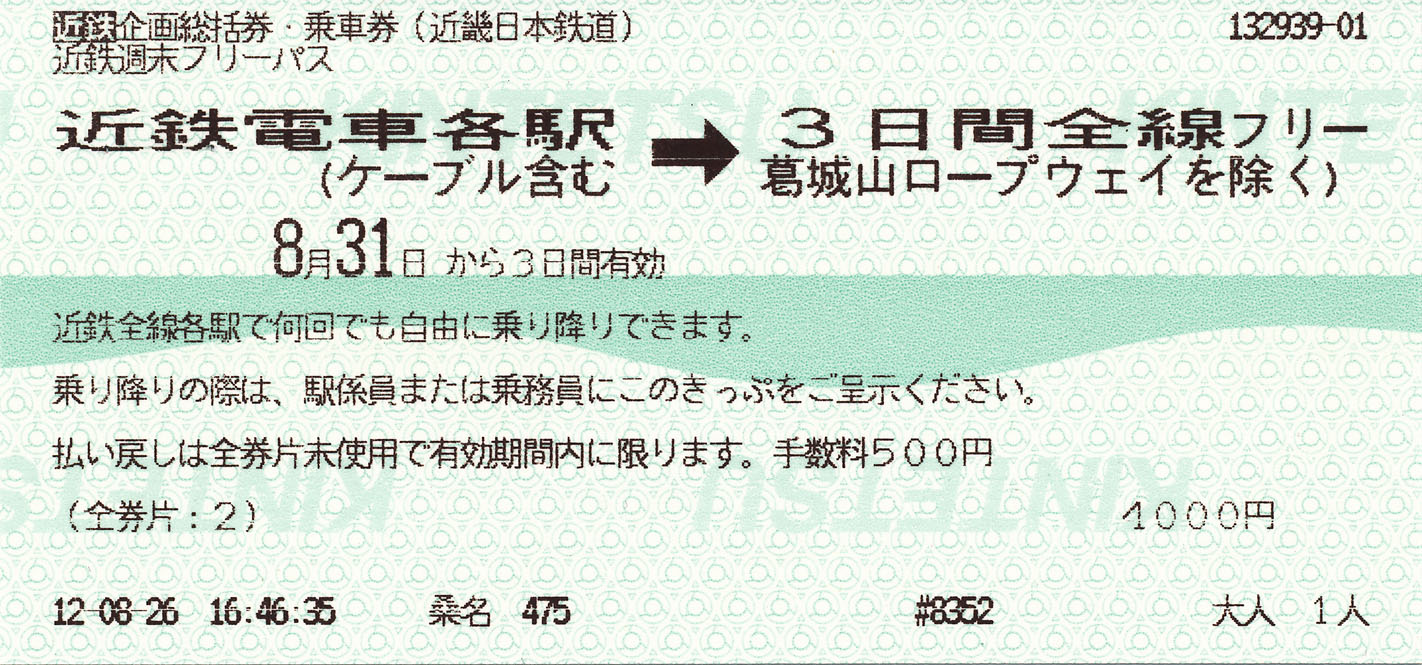 近鉄週末フリーパス ﾟ ﾟ ﾉ ｷｭﾝｷｭﾝ 券売機
