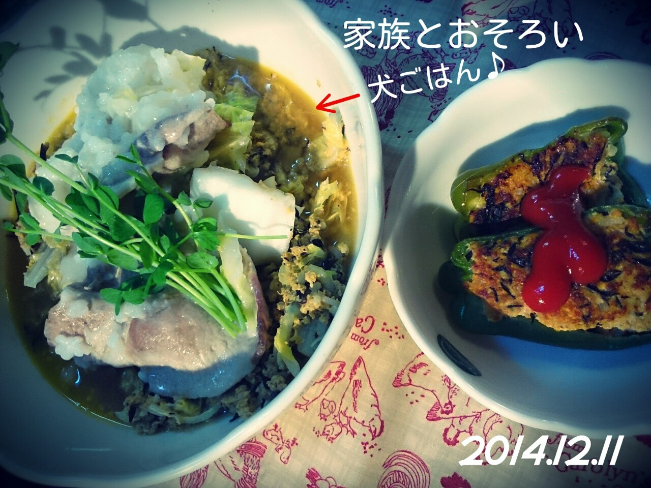 わんこだって ピーマンの肉詰め ロンさんの 健康管理手帳