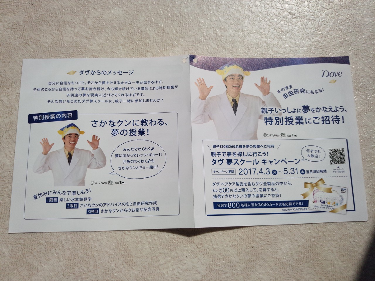 ユニリーバ ジャパン 親子で夢を探しに行こう ダヴ 夢スクール キャンペーン 〆切 2017年5月31日 水 当日消印有効 まいにち更新 懸賞情報