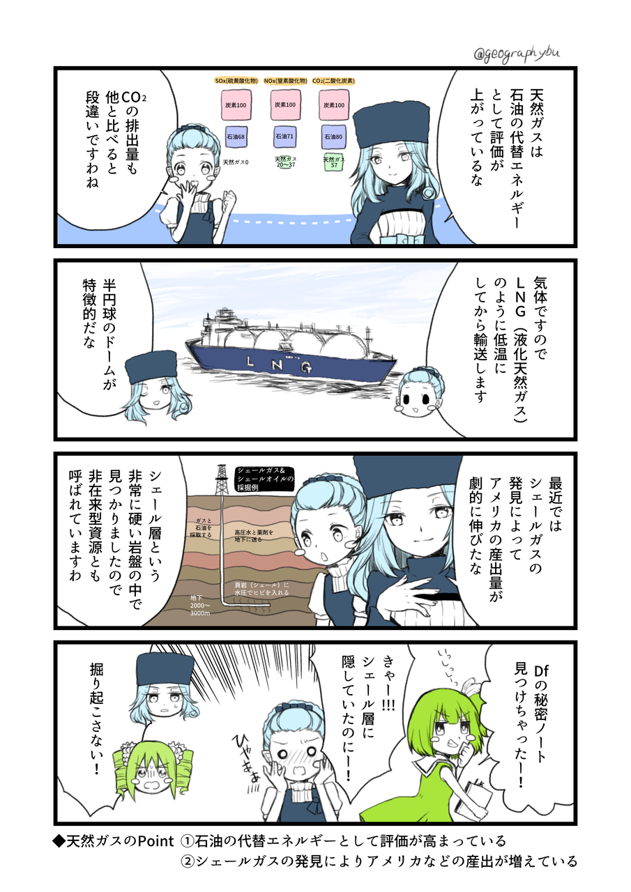 マンガ 天然ガスの特徴ってなーに 地理おた部 高校地理お助け部