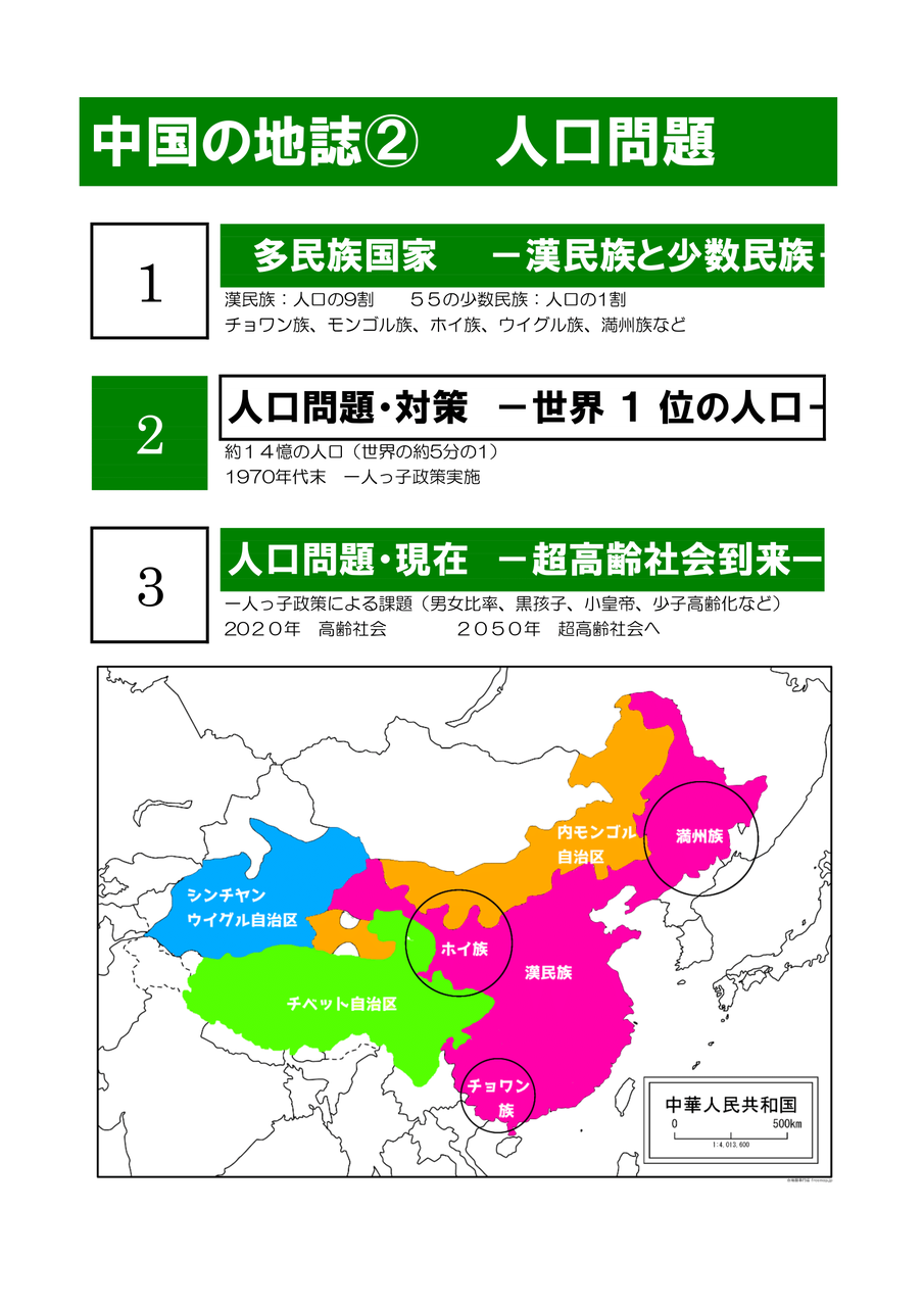 地誌 中国の地誌 人口問題 高校地理お助け部