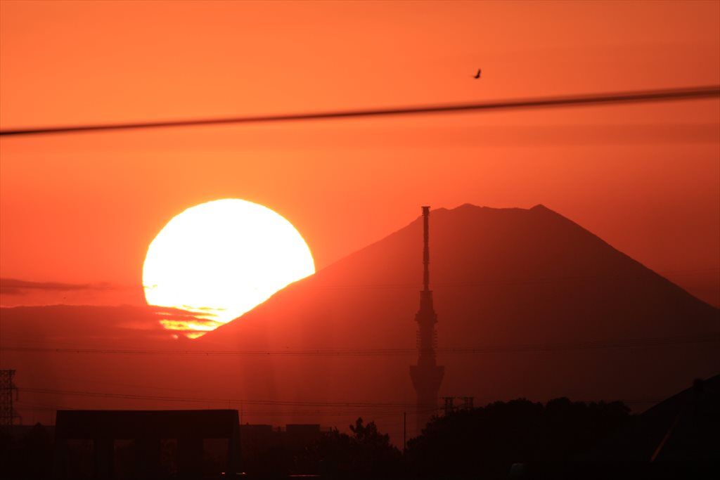 夕日 赤富士 スカイツリー 星風渓