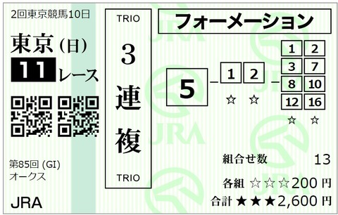 オークス馬券③