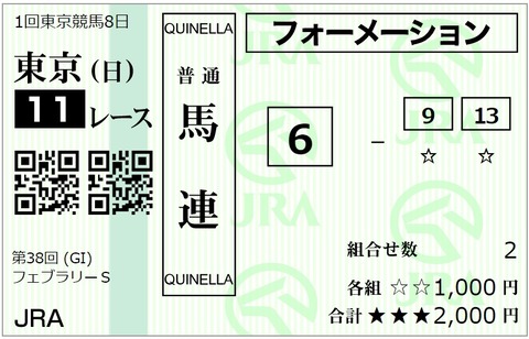 フェブラリー馬券②