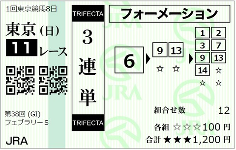 フェブラリー馬券⑤