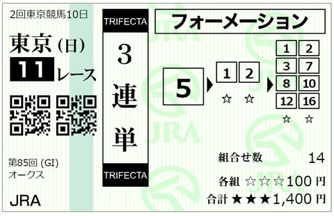 オークス馬券④