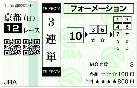 京成杯馬券⑩