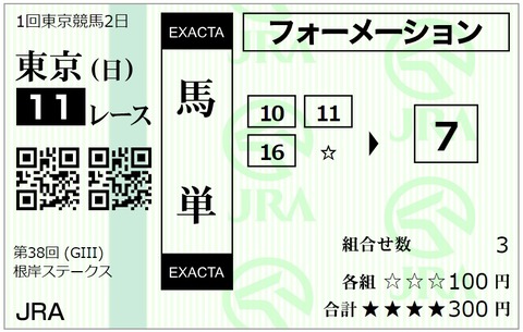 根岸馬券④