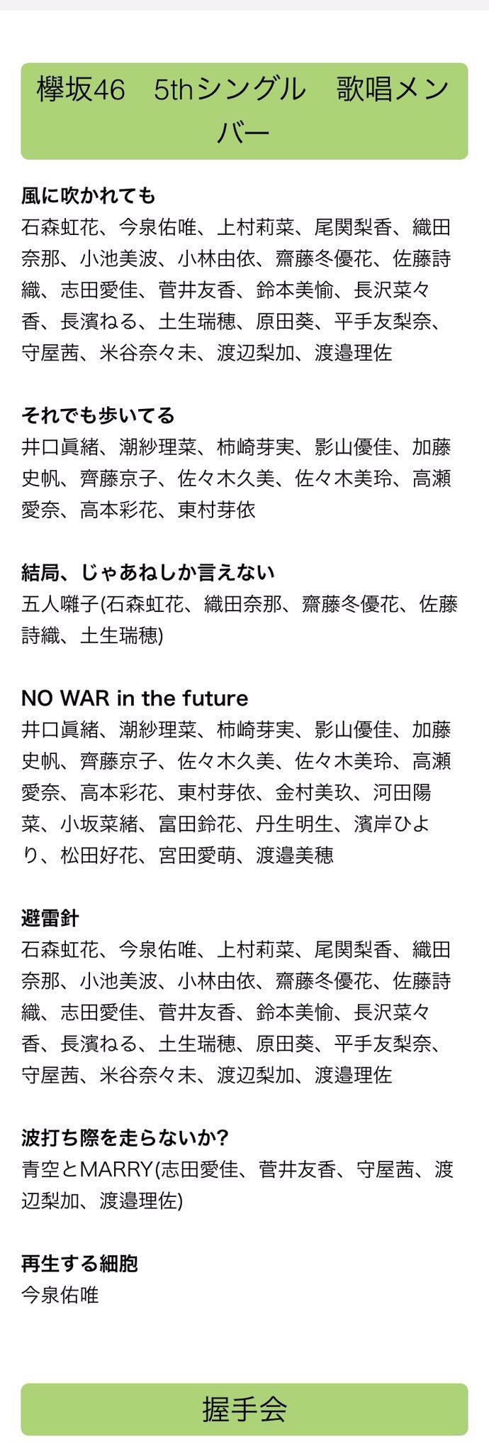 欅坂46 五人囃子 再来 結局 じゃあねしか言えない がカップリング曲に 風に吹かれても 欅坂46まとめ館
