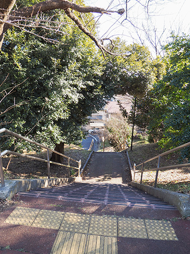 聖蹟桜ヶ丘の天守台(関戸城跡)の階段と坂道3