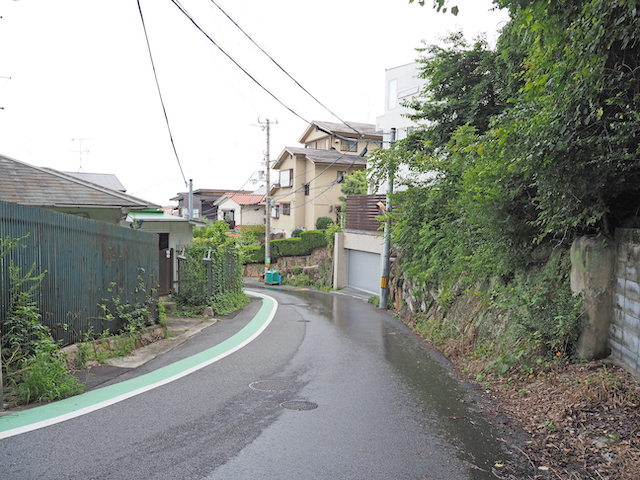 水が湧き出ている苦楽園二番町の坂道1