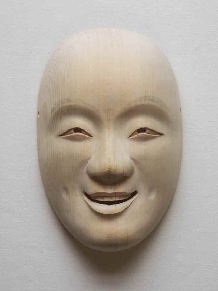 能面お多福 能面 木彫り お面 小面 お多福様 おたふく様 彫刻 仏面 飾り 木
