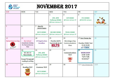 November calendar