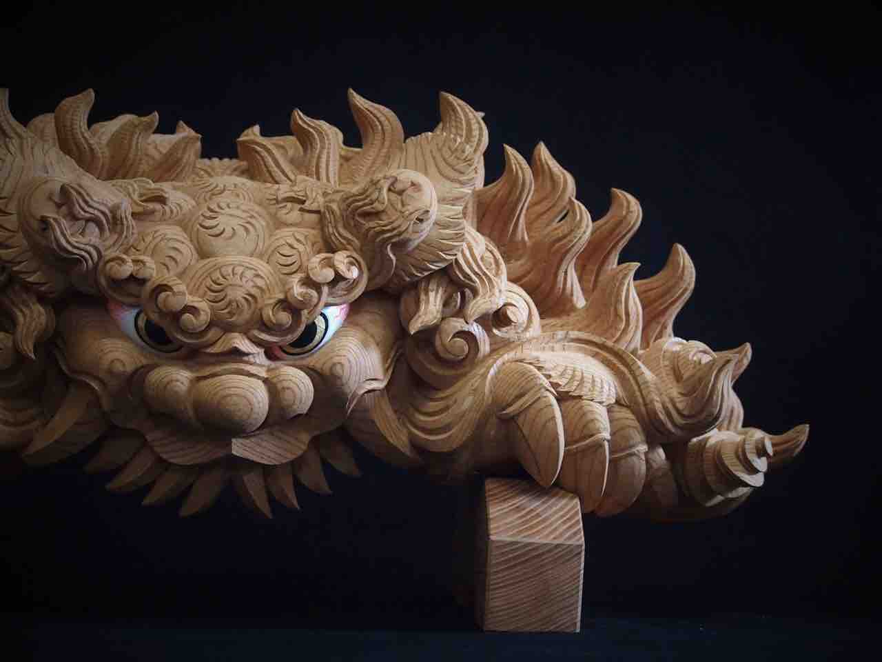 獅噛 完成 : 木彫前田工房