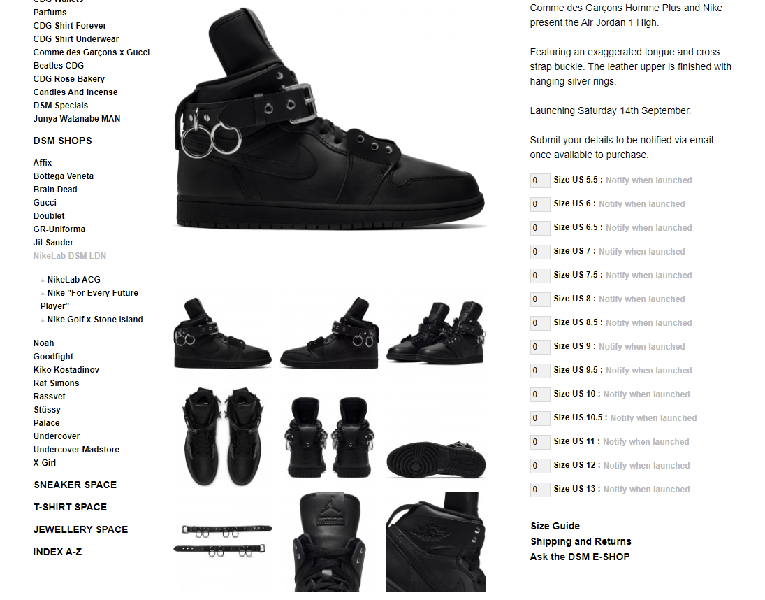 Comme Des Gar ons Homme Plus x Air Jordan 1 9 14 KICKS N ROLL