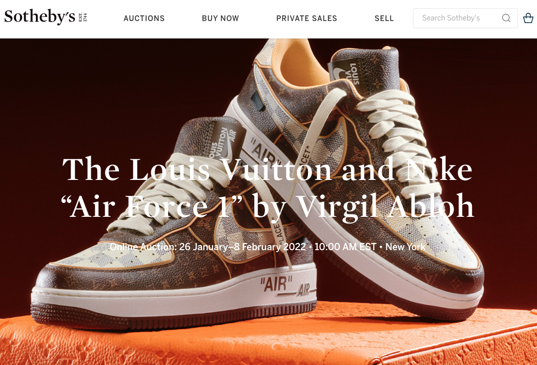 KICKS'N ROLL : Louis Vuitton x Nike "Air Force 1" by Virgil Abloh【サザビーズ