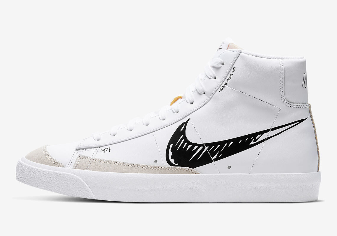 nike blazer white black swoosh