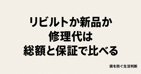 リビルト部品と新品で迷ったら｜修理総額と保証の自己負担を比べるメモ