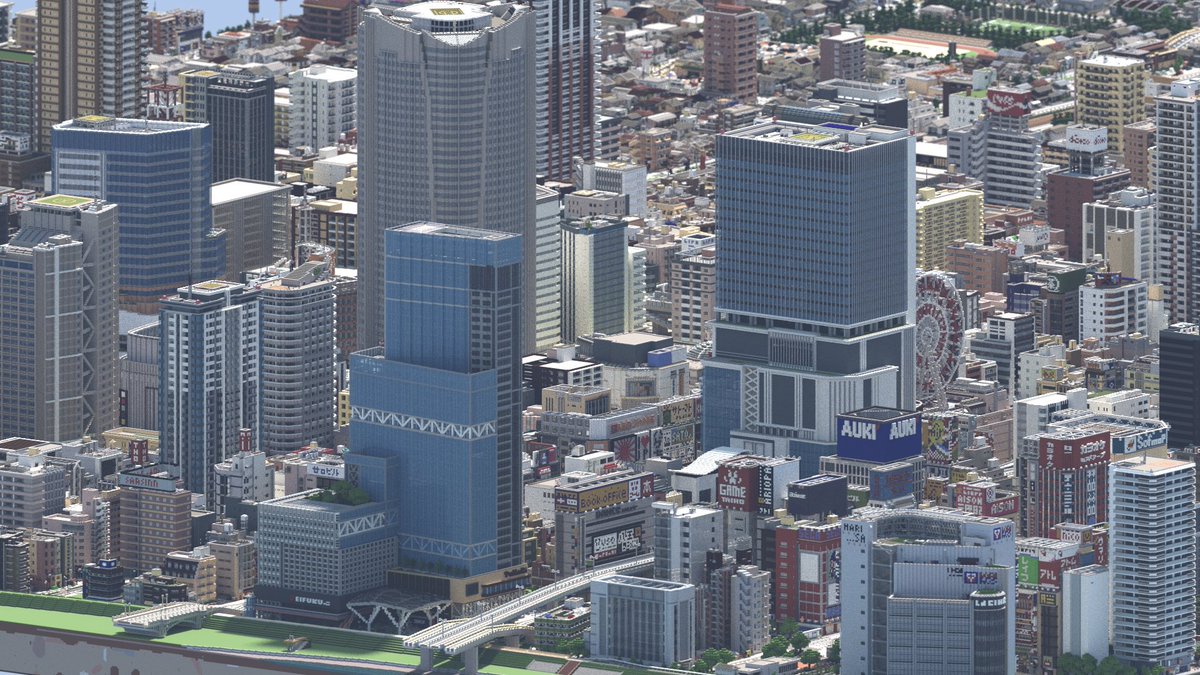マインクラフト現代建築とは 2つの巨大な架空都市 きいらすのマイクラ建築ブログ