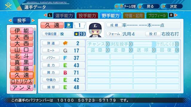 パワプロ作成選手格納庫 久遠 ヒカル パワプロドラフト用 パワプロ作成選手格納庫 久遠 ヒカル パワプロドラフト用