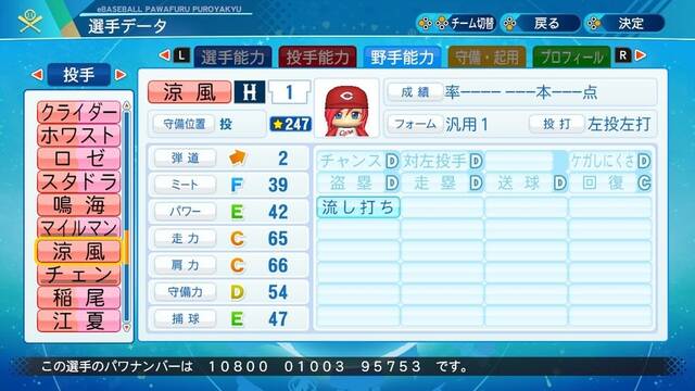 パワプロ作成選手格納庫 涼風 希望 パワプロドラフト用