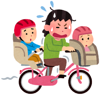 jitensya_mama_3nin_taihen