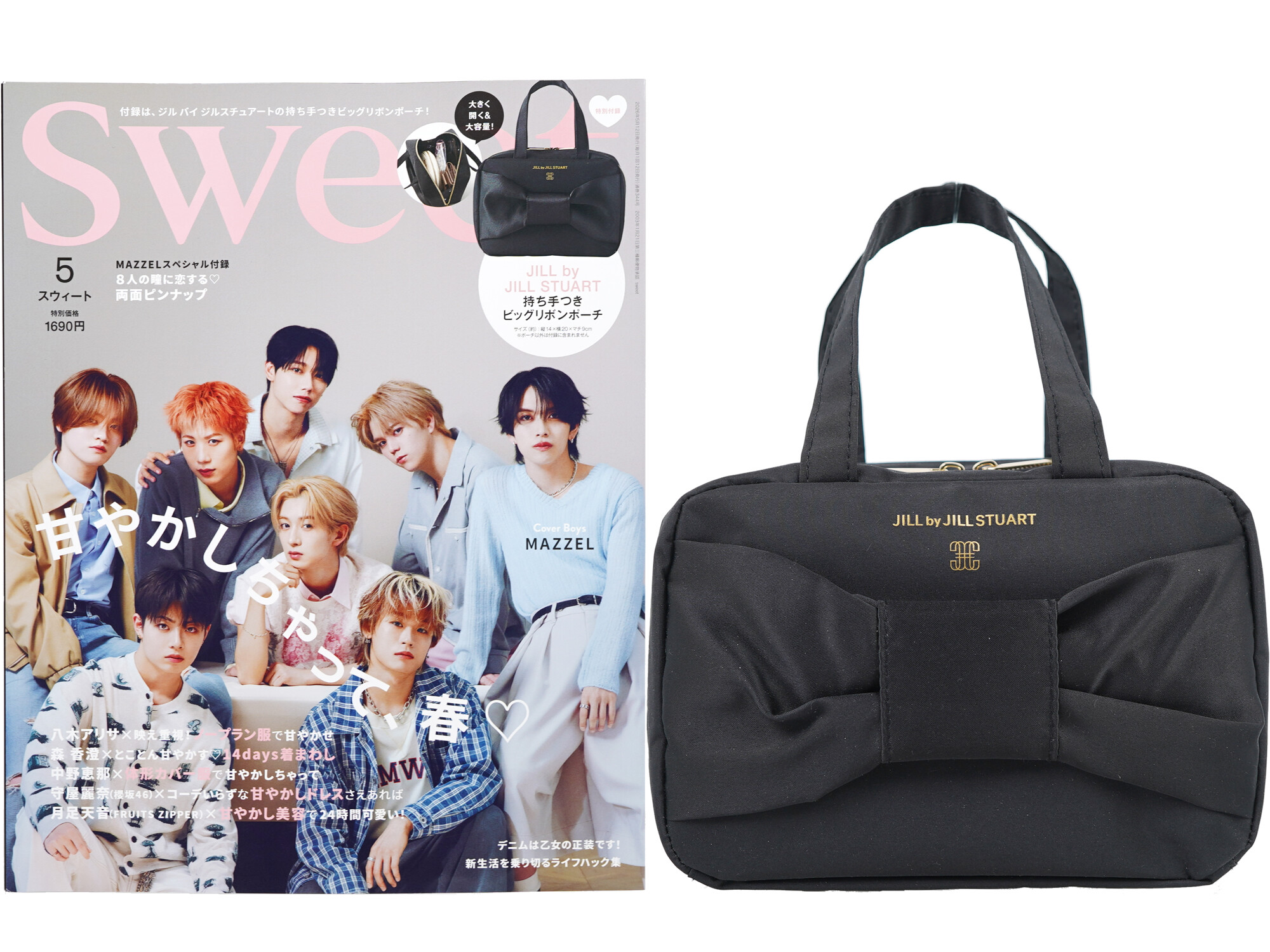 sweet (スウィート) 2026年 5月号 《付録》 JILL by JILL STUART [ジル バイ ジルスチュアート] 持ち手つきビッグリボンポーチ