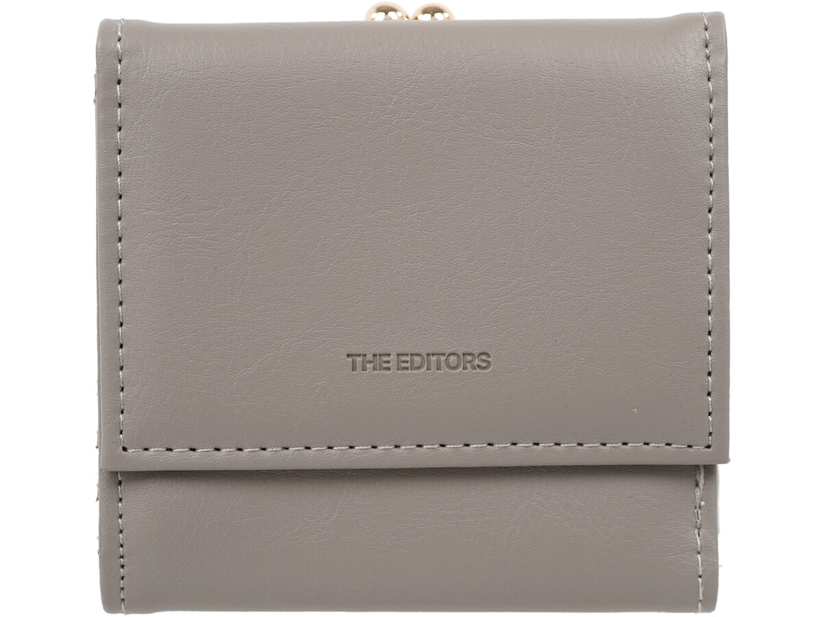 THE EDITORS ガバッと開いてパチンと閉まる がま口ミニ財布 GREIGE