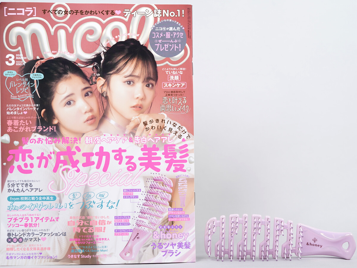 nicola (ニコラ) 2024年 3月号 《付録》 &honey(アンドハニー)うるツヤ美髪ブラシ