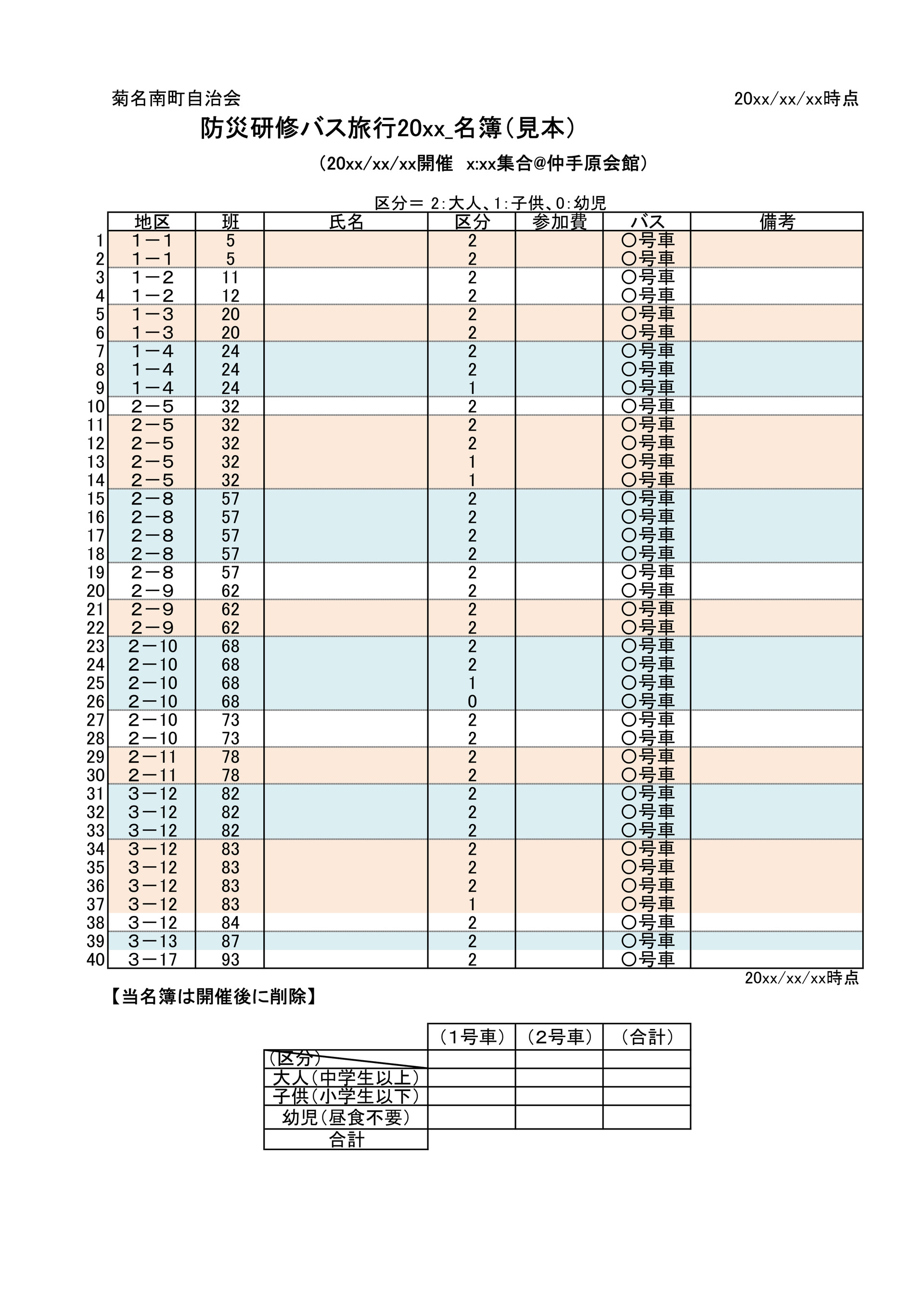 防災研修バス旅行20xxxx_名簿（掲載見本）_2